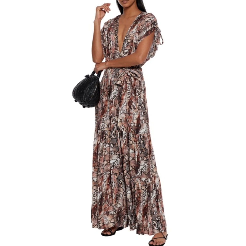 MELISSA ODABASH LOU SNAKE PRINT  MAXI DRESS